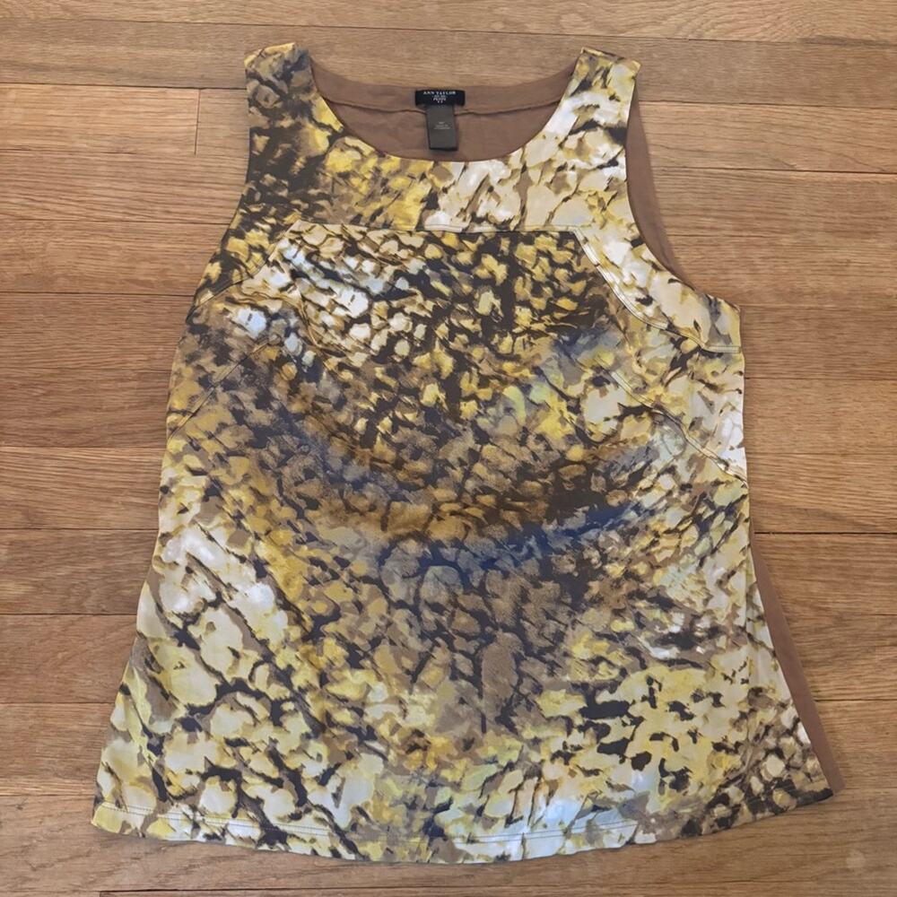 Ann Taylor tan yellow brown tank top blouse shirt top size medium petite MP
b60